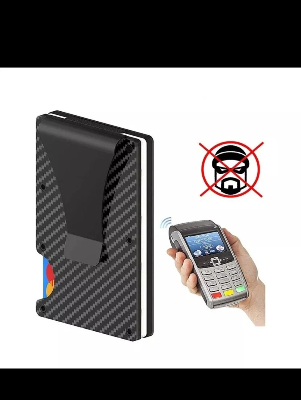Mens RFid carbon fiber  credit card and money clip nwt